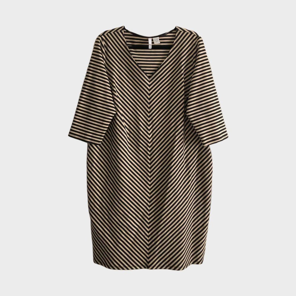 Sami + JO Y2K Plus Size Striped V Neck Midi Dress size 18W